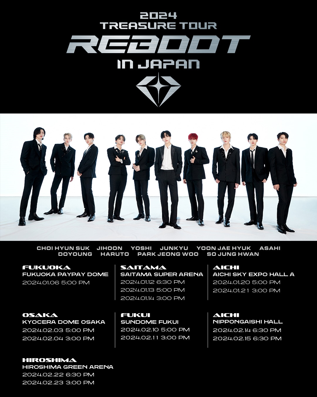 “2024 TREASURE TOUR [REBOOT] IN JAPAN” will be held & Fan Club Ticket