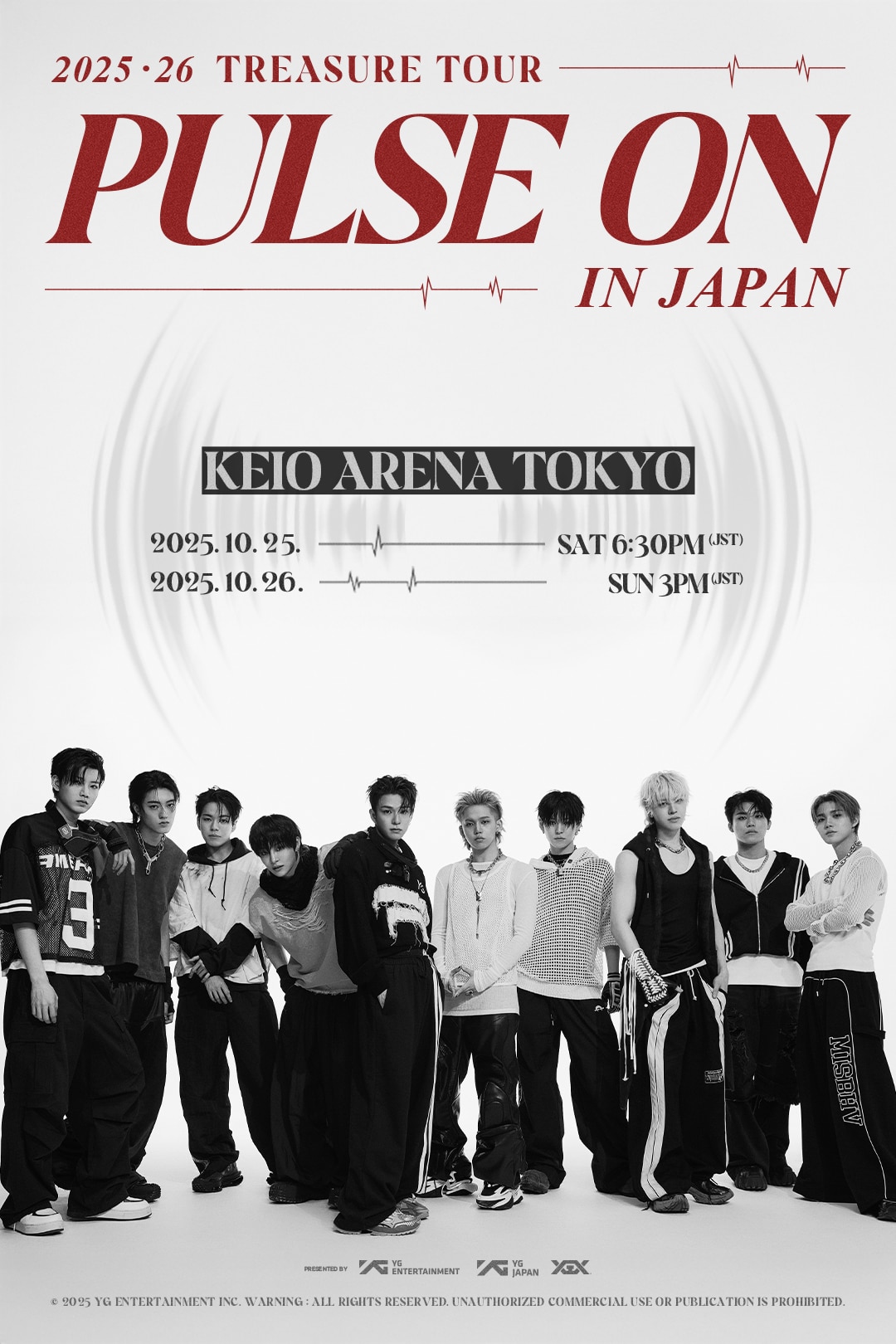 『TREASURE TOUR [PULSE ON] IN JAPAN』追加公演開催決定＆ファンクラブチケット先行/YGEX OFFICIAL SHOP先行/オフィシャル先行のご案内